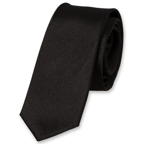 Cravate extra slim en satin noire (1)