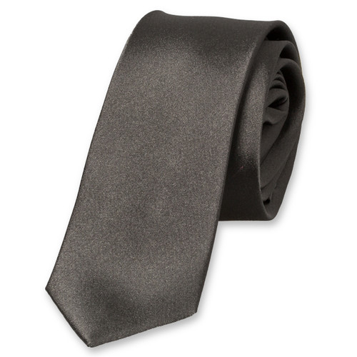 Cravate extra slim en satin gris foncé (1)