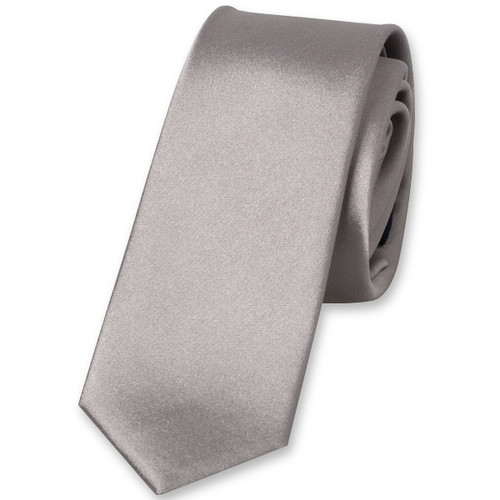 Cravate extra slim en satin grise (1)