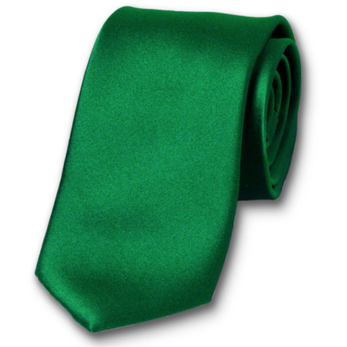 Cravate vert bouteille en satin polyester (1)