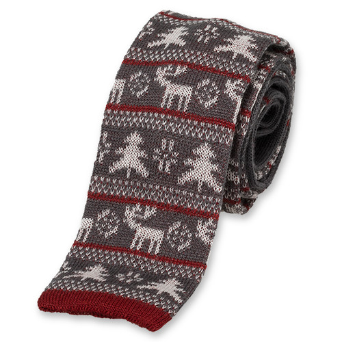 Cravate Noël rennes et pins (1)