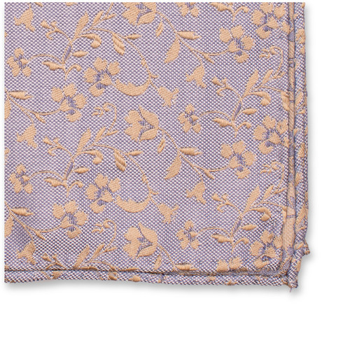 Pochette de costume de luxe bleu clair - Fleurs beiges (2)