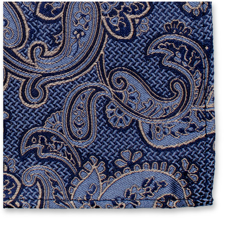 Pochette de Costume de Luxe Bleu Foncé - Motif Beige (2)