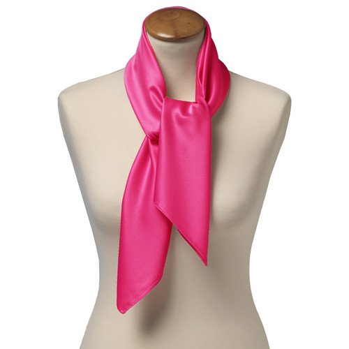Foulard polyester rose vif - carré (2)