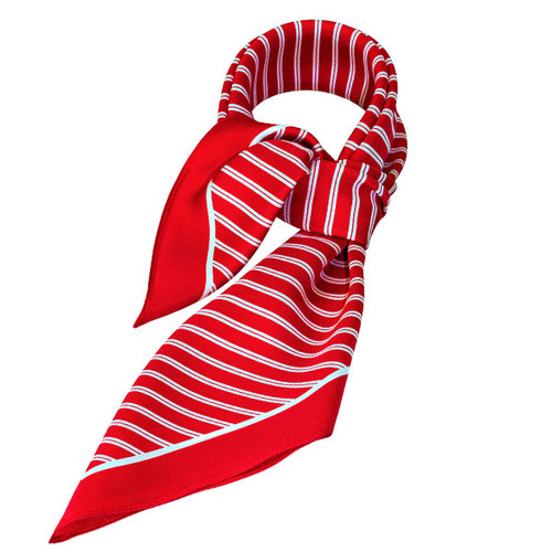 Foulard en soie rouge/ blanc rayé (1)