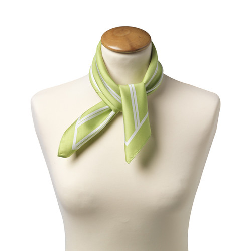 Foulard en soie lime/ blanc rayé (2)