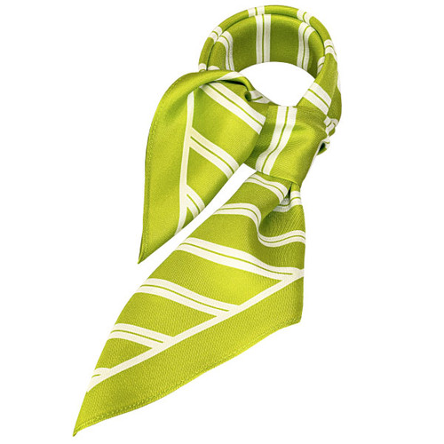 Foulard en soie lime/ blanc rayé (1)