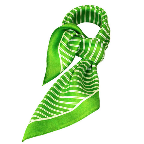 Foulard en soie vert pomme/ blanc rayé (1)