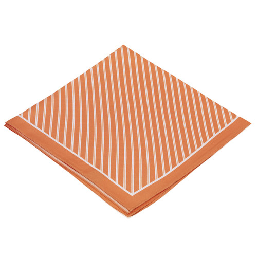 Foulard en soie orange/ blanc rayé (4)