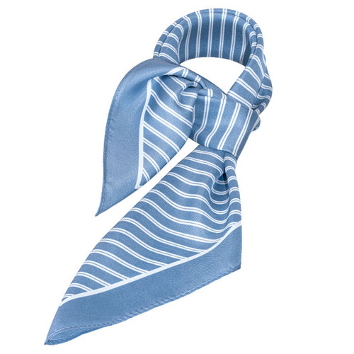 Foulard en soie bleu clair/ blanc rayé (1)