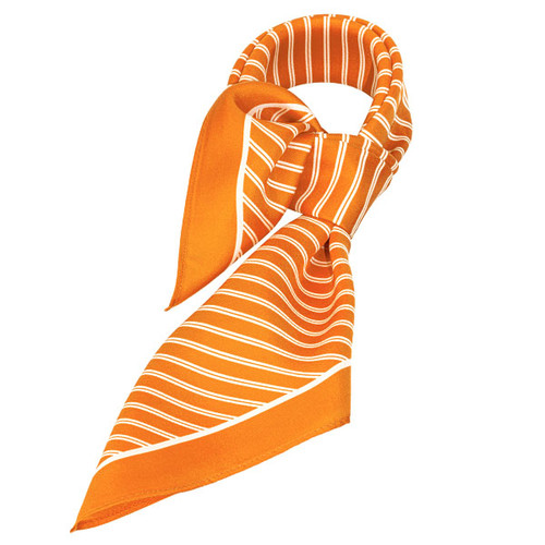 Foulard en soie orange/ blanc rayé (1)