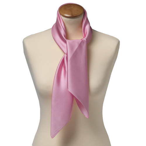 Foulard carré soie uni rose clair (2)