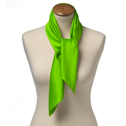Foulard carré soie uni pomme verte  (2)