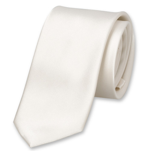 Satin cravate slim blanc cassé (1)