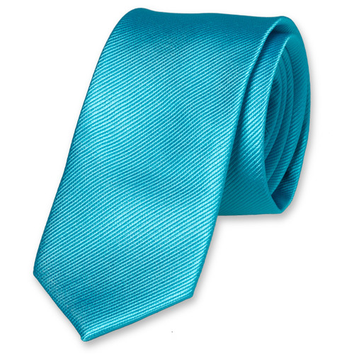 Tie Cravate Slim Marron avec Turquoise & Marron Motif Floral Qualité Coton T6114 