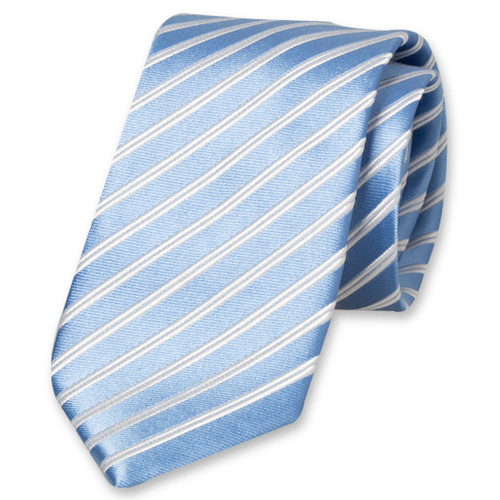 Cravate XL bleu clair/ blanc rayé (1)