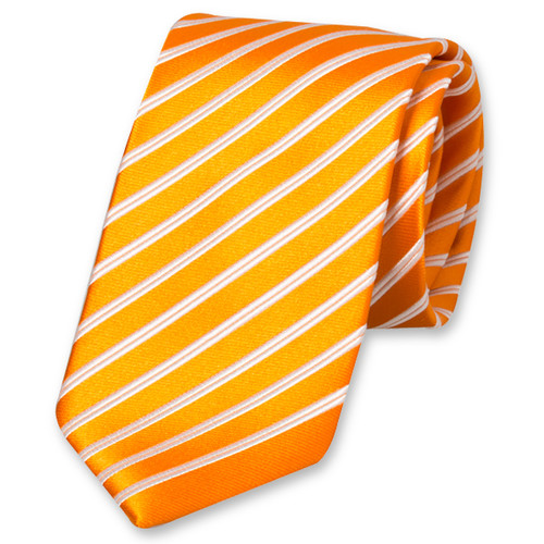 Cravate XL orange/ blanc rayé (1)