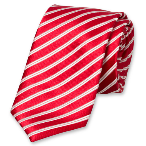 Cravate XL rouge/blanc raye (1)