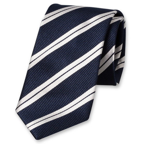 Cravate XL bleu marine/ blanc rayé (1)