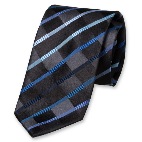 Cravate à carreaux noir /bleu (1)