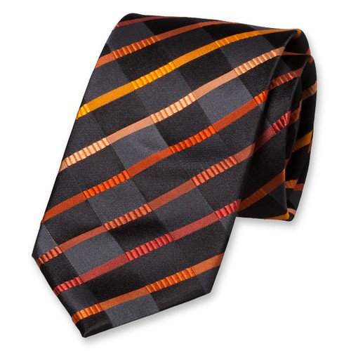 Cravate à carreaux noir /orange (1)
