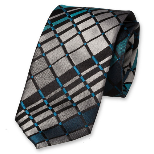 Cravate à carreaux turquoise (1)