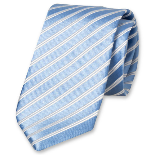 Cravate bleu clair à rayures blanches (1)
