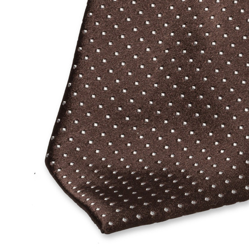 Cravate homme marron à pois blancs (2)