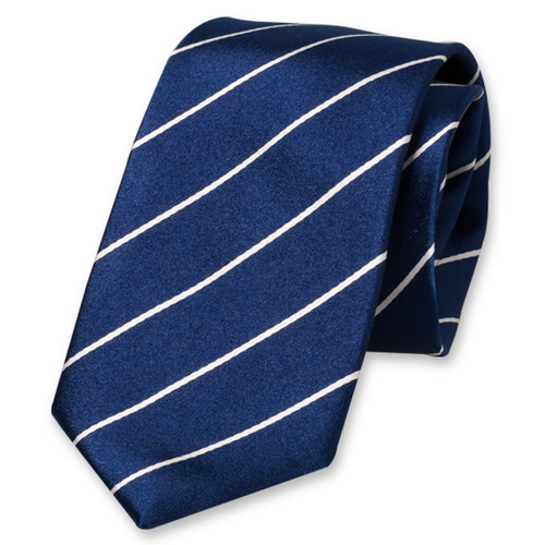 Cravate satin bleu marine à rayures (1)