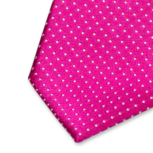 Cravate homme fuchsia à pois blancs (2)