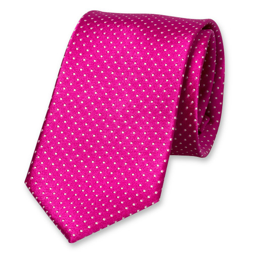 Cravate homme fuchsia à pois blancs (1)