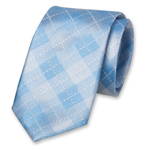 Cravate à carreaux bleu clair (1)