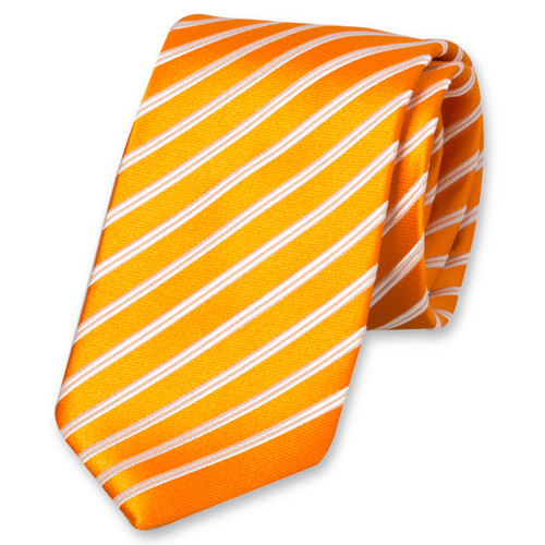 Cravate orange à rayures blanches (1)