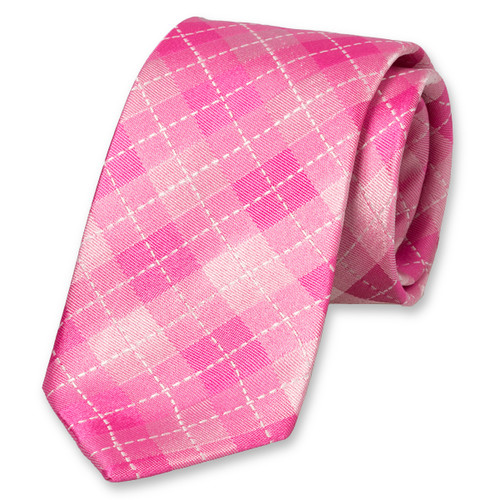 Cravate à carreaux rose (1)