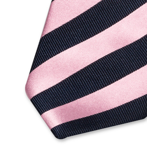 Cravate rayée marine/rose (2)