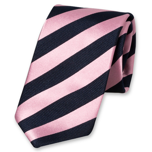 Cravate rayée marine/rose (1)