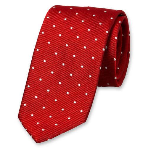 Cravate rouge à pois blancs (1)