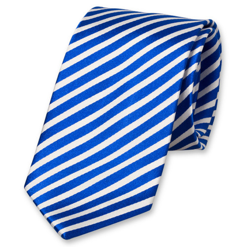 Cravate bleu roi/blanc - fines rayures (1)