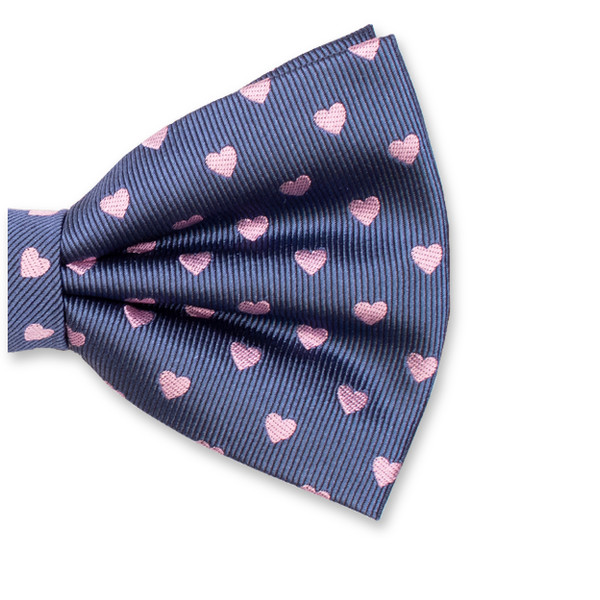 Noeud Papillon Bleu - Coeurs Roses (2)