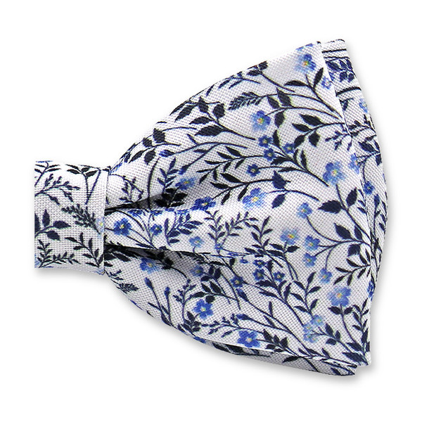 Noeud Papillon Floral Bleu et Blanc (2)
