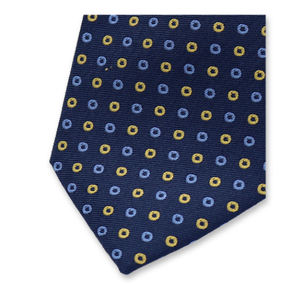 Cravate Bleue Motif Cercles Jaune (2)