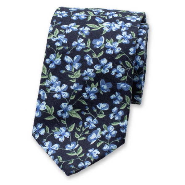 Cravate fleurie Bleu Foncé - Vert (1)
