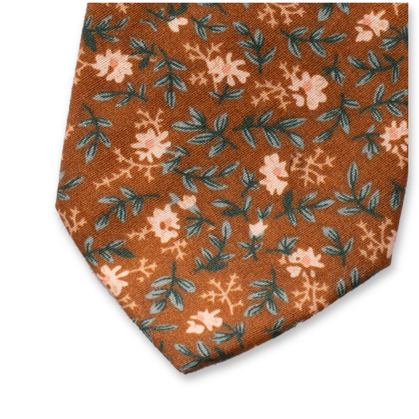 Cravate Fleurie Marron Clair (2)