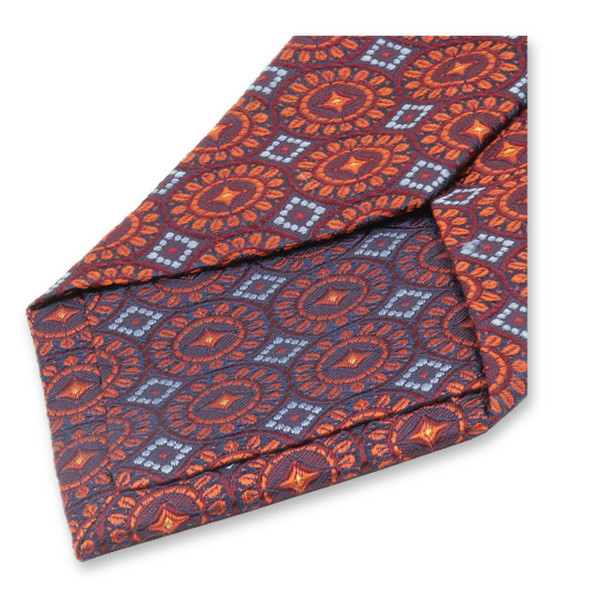 Cravate Rouge Bordeaux - Motif Cercles Orange (3)