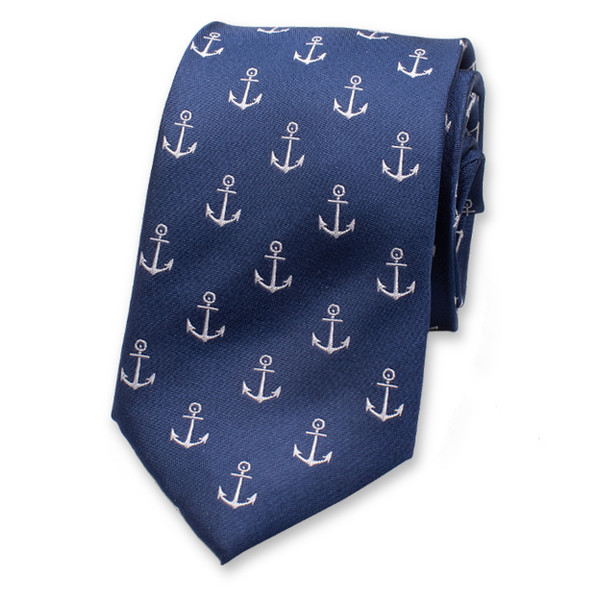 Cravate Bleu Marine - Motif d'ancre (1)