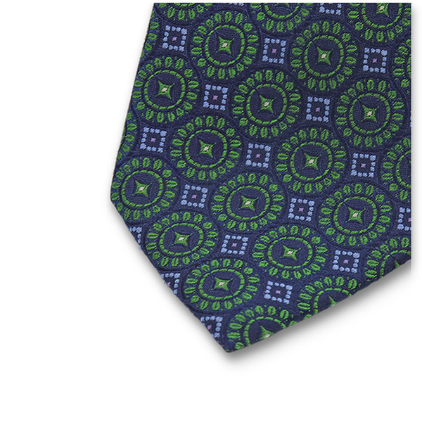 Cravate Motif Cercle Vert Bleu Foncé (2)