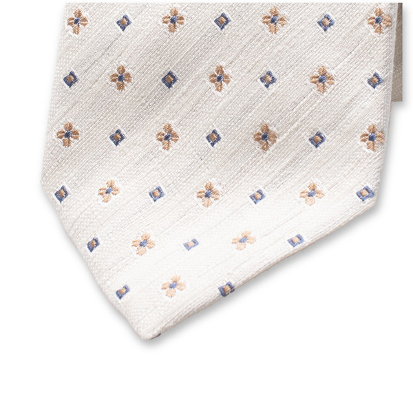 Cravate blanc cassé à motif fin - Soie italienne (2)