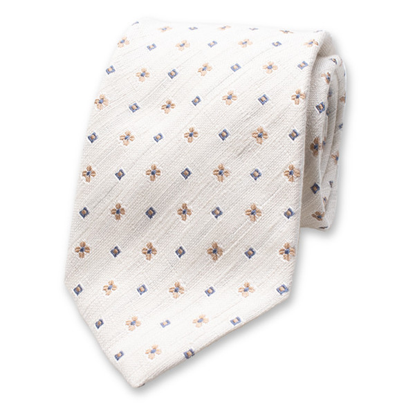 Cravate blanc cassé à motif fin - Soie italienne (1)