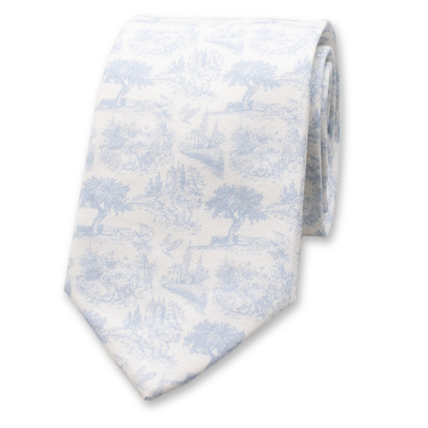 Cravate en Coton Toile de Jouy - Bleu clair (1)