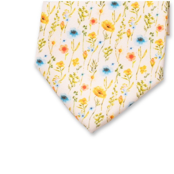 Cravate jaune beurre - Fleurs (2)